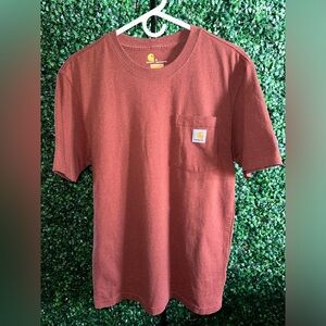 Carhartt Original Fit Front Pocket Red Burgundy Short Sleeve Shirt